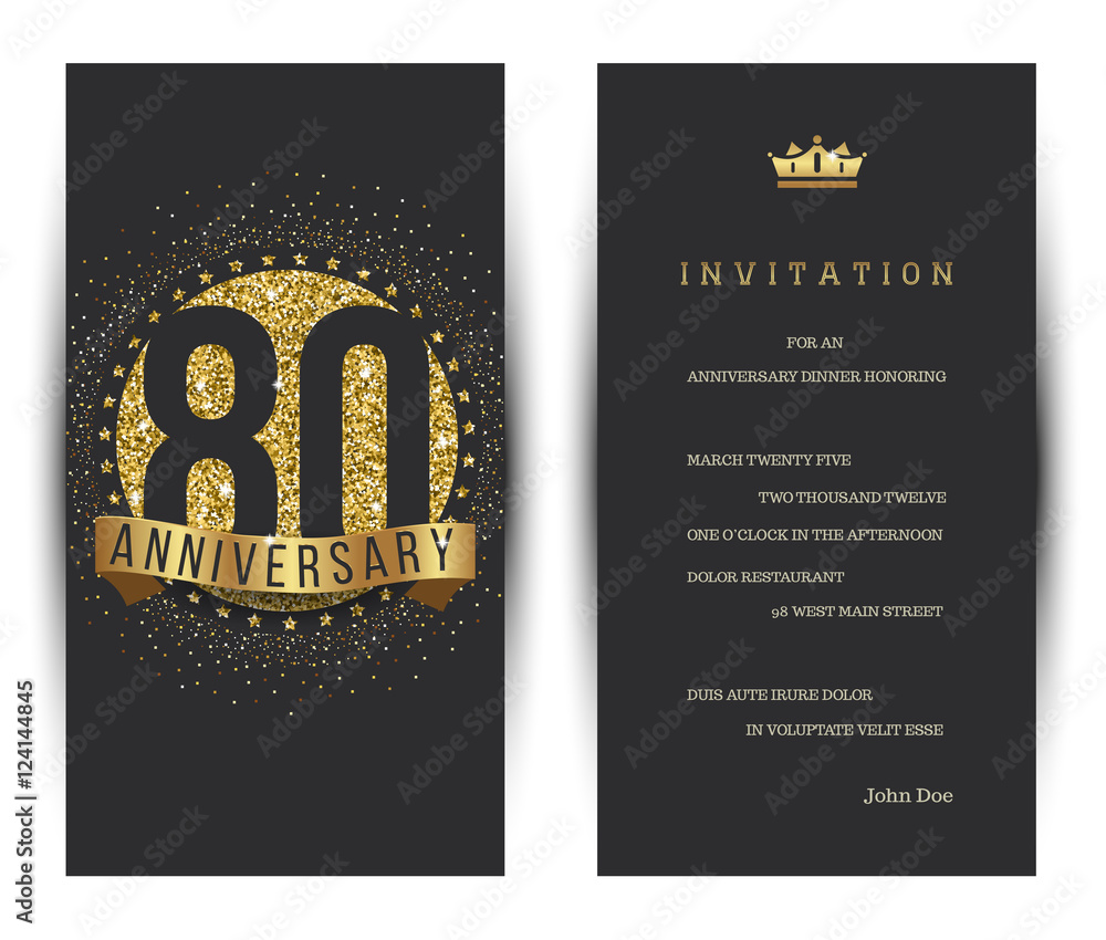 80th anniversary decorated greeting card template. 80th anniversary decorated greeting card template.