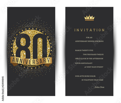 80th anniversary decorated greeting card template.