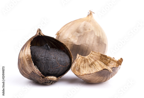 Black garlic isolated on the white background