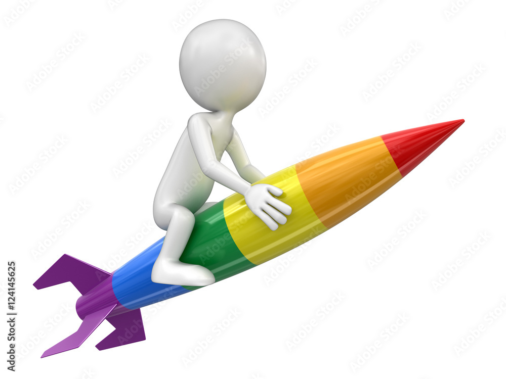 Rocket man. Image with clipping path. Rocket man. Image with clipping path.