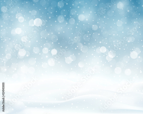 Silver blue sparkling Christmas, winter background © wenani