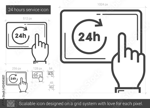 Twenty four hours service line icon.