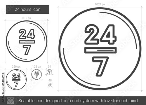 Twenty four hours line icon.