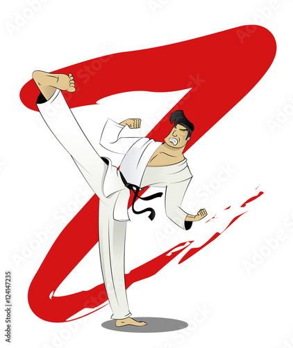 Cartoon illustration of karate guy