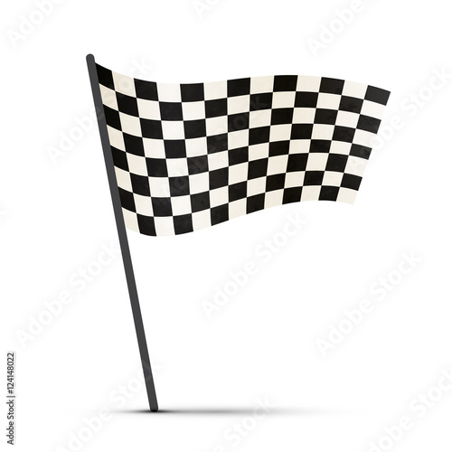 Finish flag on a pole with shadow
