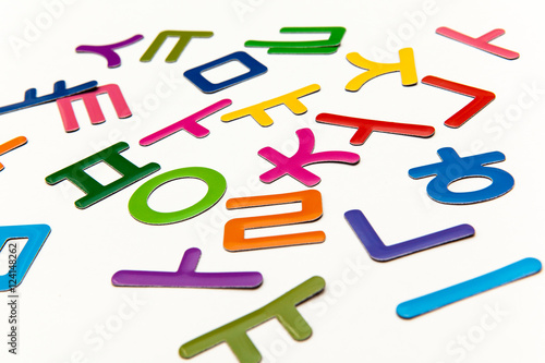 colorful letters of korea on white backgrounds