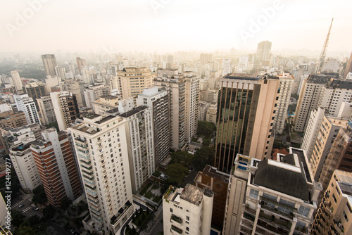 Aerial View of Buildings of Sao Paulo by Sunset