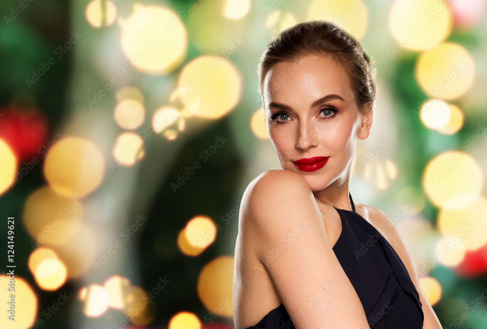 beautiful woman in black over dark background beautiful woman in black over dark background