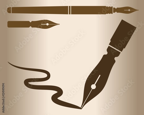 Fountain pen. Stylized silhouette of a fountain pen. Vector illustration.
