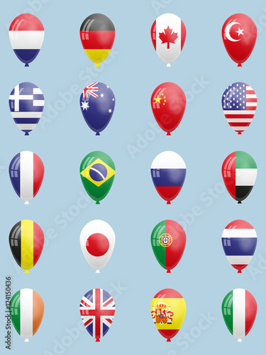 set of flags in the form of balloons Free Download set of flags in the form of balloons - GFXLoad