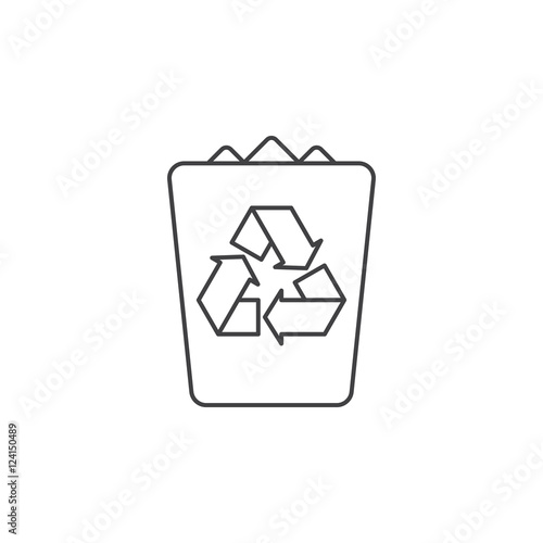 Trash bin thin line icon, garbage outline vector logo illustration, recycle linear pictogram isolated on white