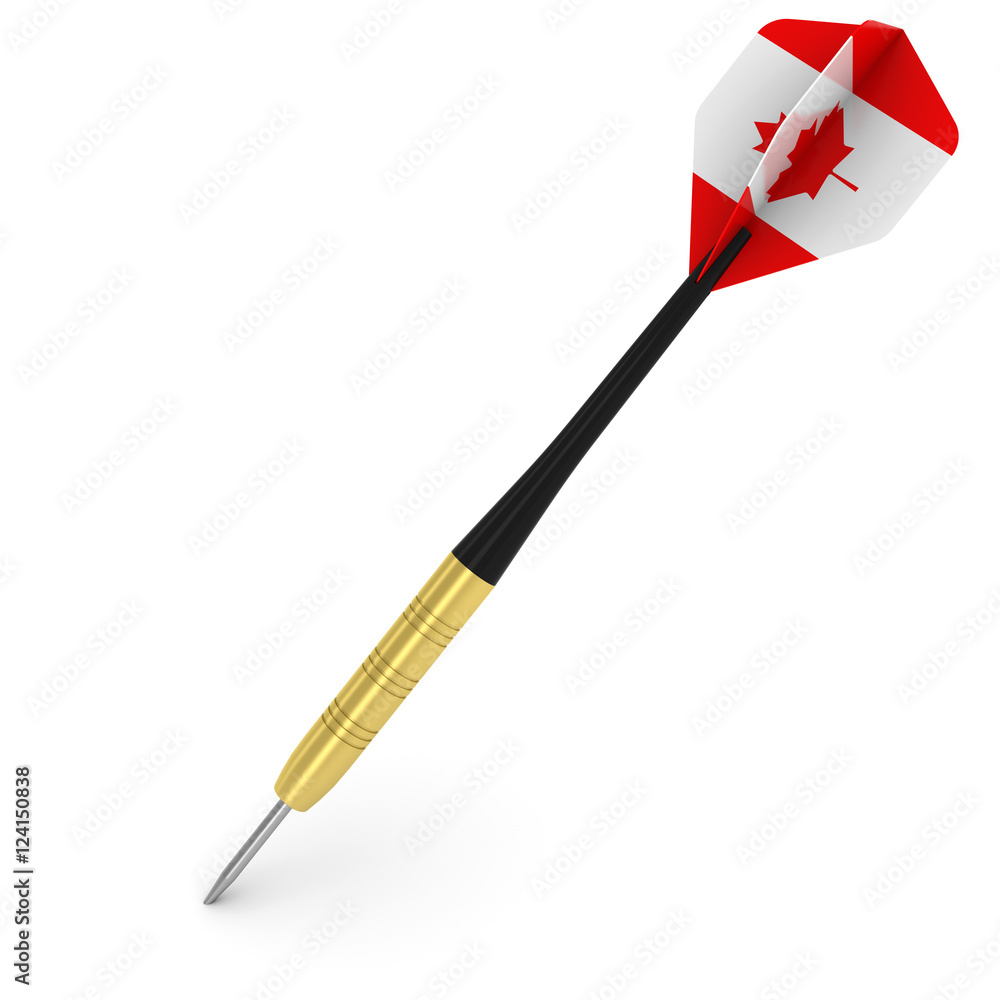 Dart with Canadian Flag Flight Isolated on White 3D Illustration Dart with Canadian Flag Flight Isolated on White 3D Illustration
