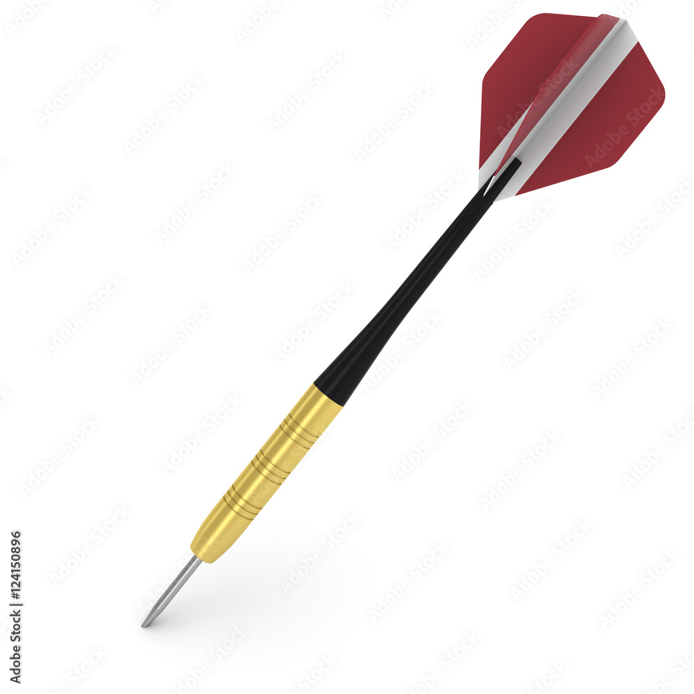 Dart with Latvian Flag Flight Isolated on White 3D Illustration Dart with Latvian Flag Flight Isolated on White 3D Illustration