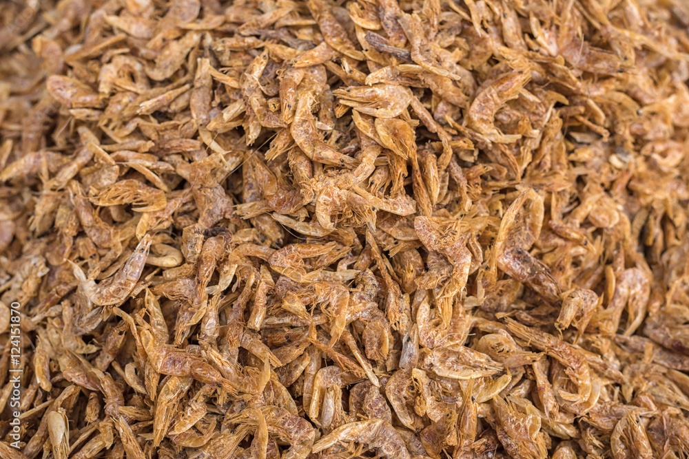 Dried shrimp in the market