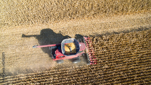 Agricultural Harvesting Corn with a Combine
