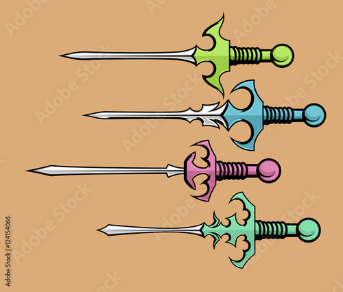 Colorful Ancient Swords Vector