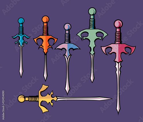 Colorful Medieval Swords Vector