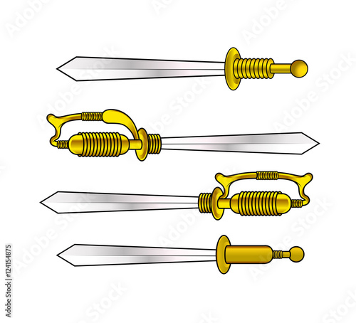 Silver Metallic Swords Vector
