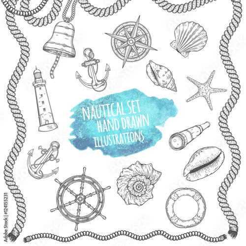 Hand drawn nautical illustrations. © awesomedwarf