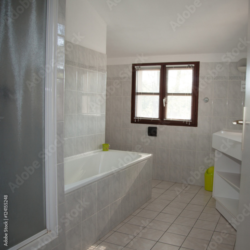 Modern white Bathroom interior in a bright house