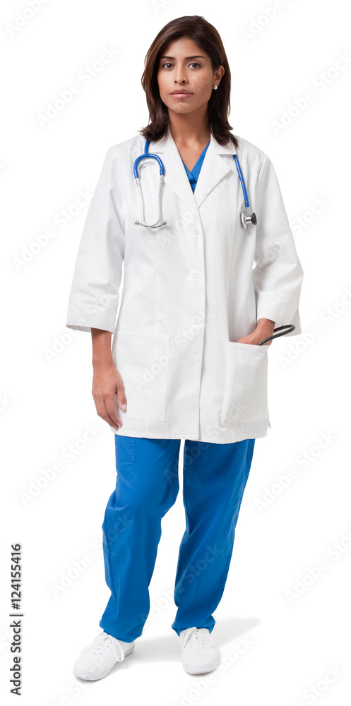Young Woman Hispanic doctor nurse isolated on white background Young Woman Hispanic doctor nurse isolated on white background