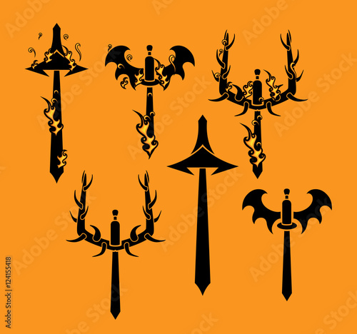 Tribal Swords Vector Silhouette Designs