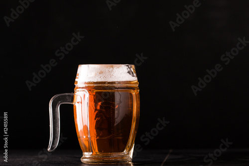 Assorted Beer in a mug, Ready for Tasting on blackboard table
