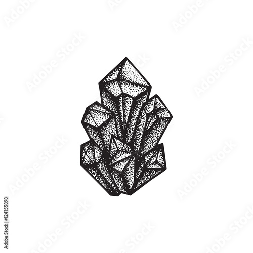 vector hand drawn crystals illustration.