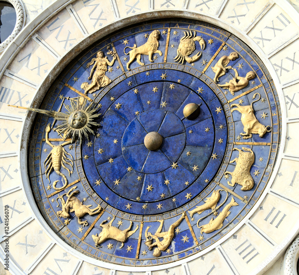 Astronomical Clock in Venice, St. Mark's Square, Italy.