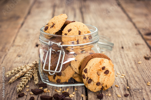 Fotografie Homemade chocolate chip cookies in the jar
