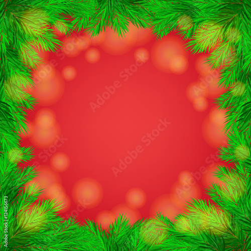 Christmas and New Years vector background with pine branches with Copy Space