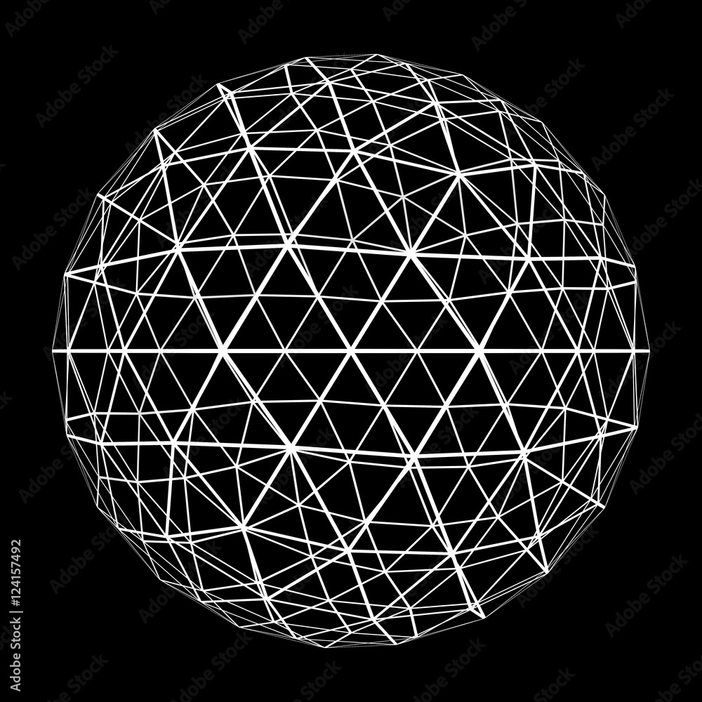3D Geosphere Mesh with White Edge Lines 3D Illustration 3D Geosphere Mesh with White Edge Lines 3D Illustration