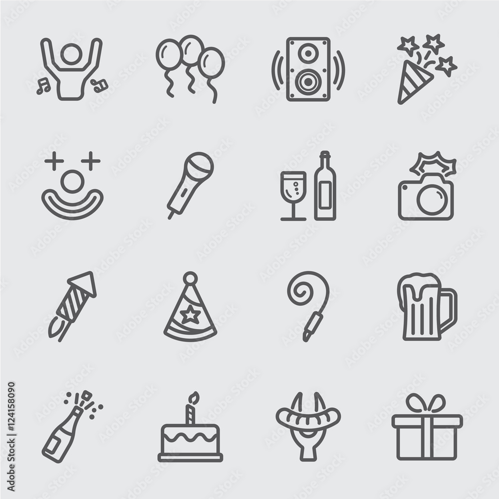 Party and Birthday line icon Party and Birthday line icon