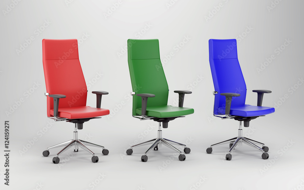 Three colorful armchairs Three colorful armchairs