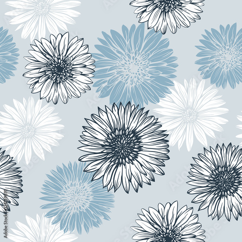 graphics blue and white flowers
