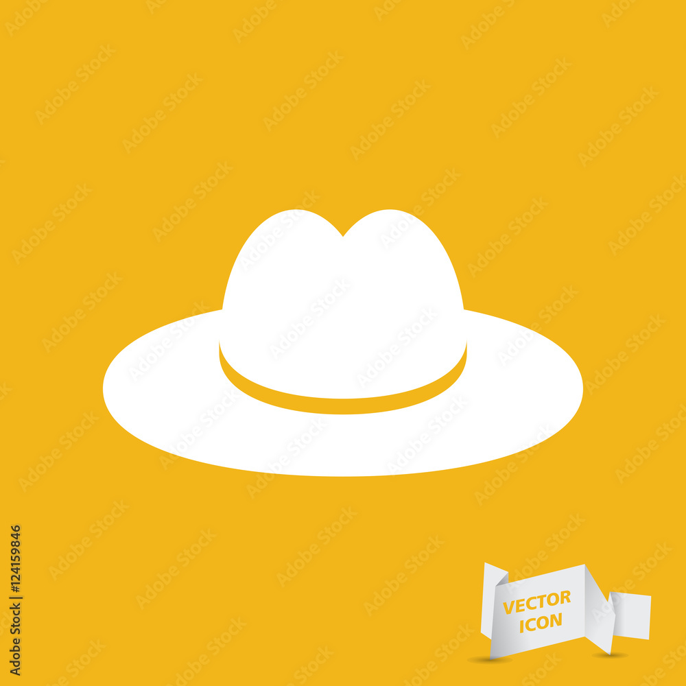 white hat on the yellow background white hat on the yellow background