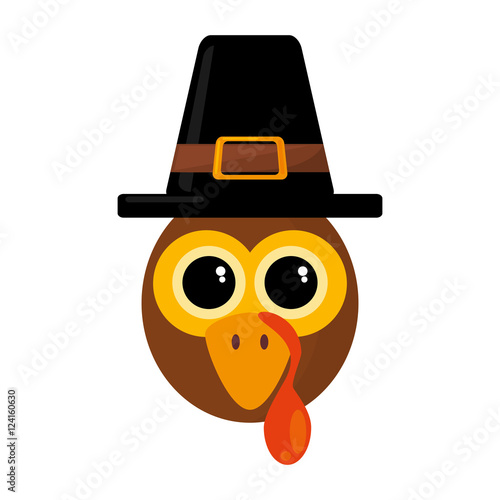 turkey character thanksgiving icon vector illustration design