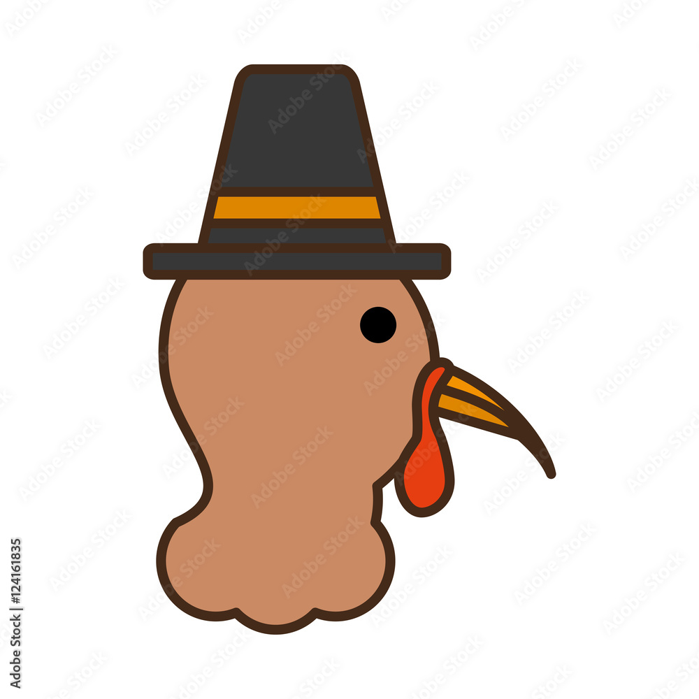 turkey character thanksgiving icon vector illustration design