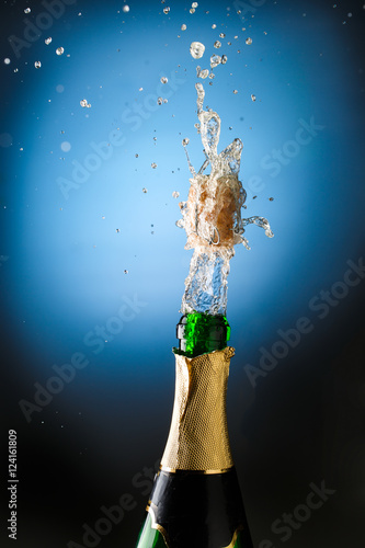 Closeup of champagne explosion