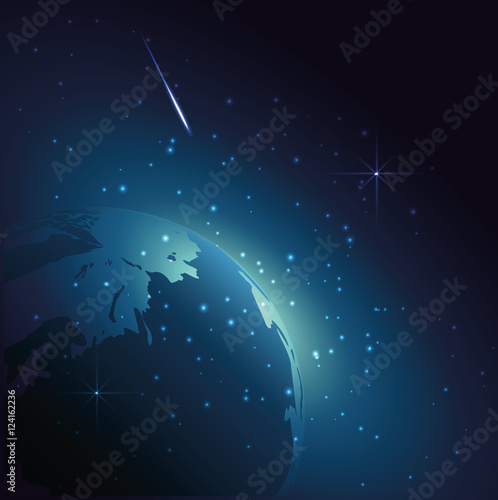 Planet Earth in Universe.Space in night with stars.