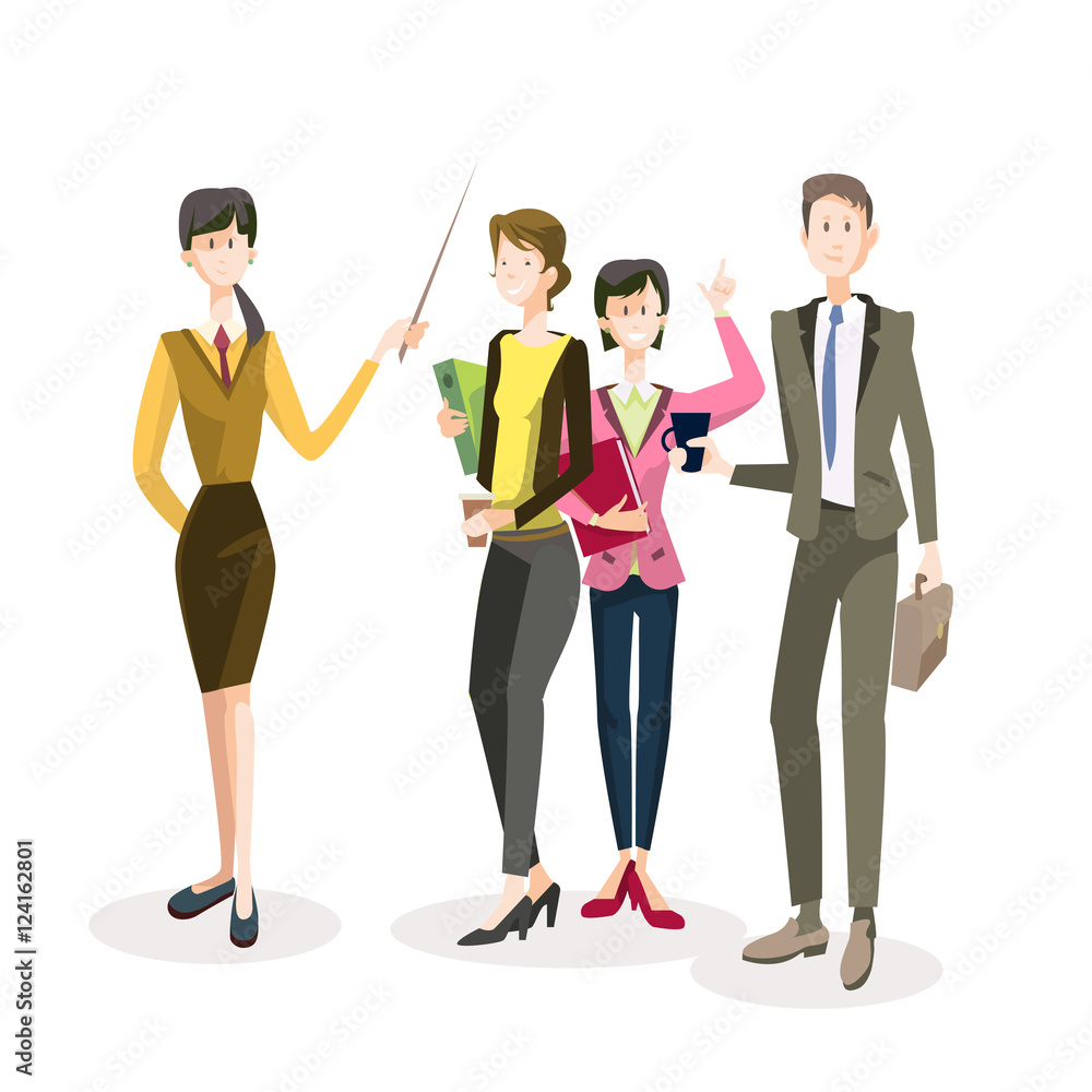 Obraz premium Business People Group Conference Meeting Finance Presentation Vector Illustration