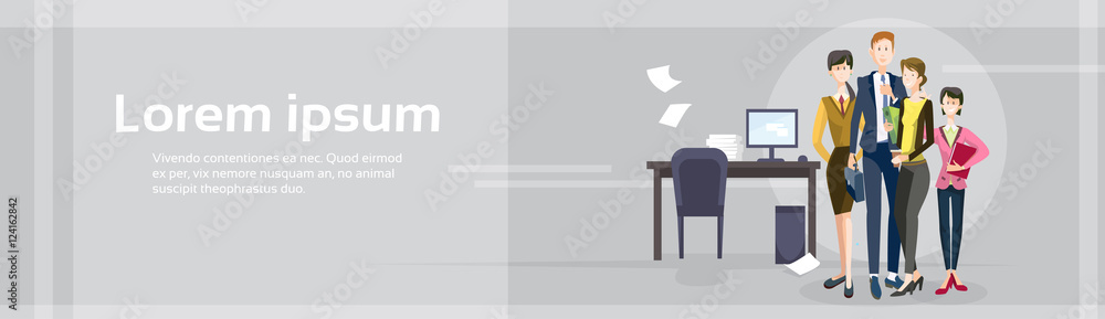 Smiling Business People Group Team Modern Office Interior Teamwork Collaboration Flat Vector Illustration Smiling Business People Group Team Modern Office Interior Teamwork Collaboration Flat Vector Illustration