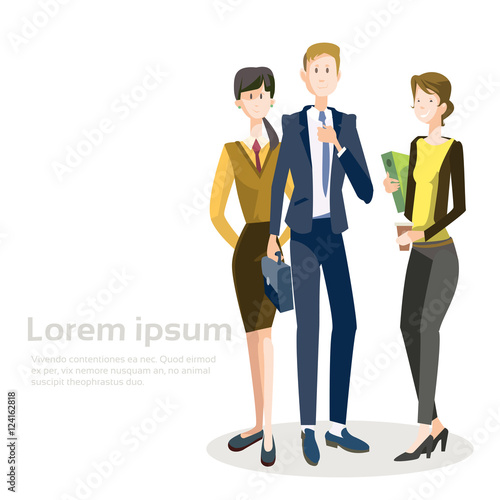 Smiling Business People Group Team Teamwork Collaboration Flat Vector Illustration
