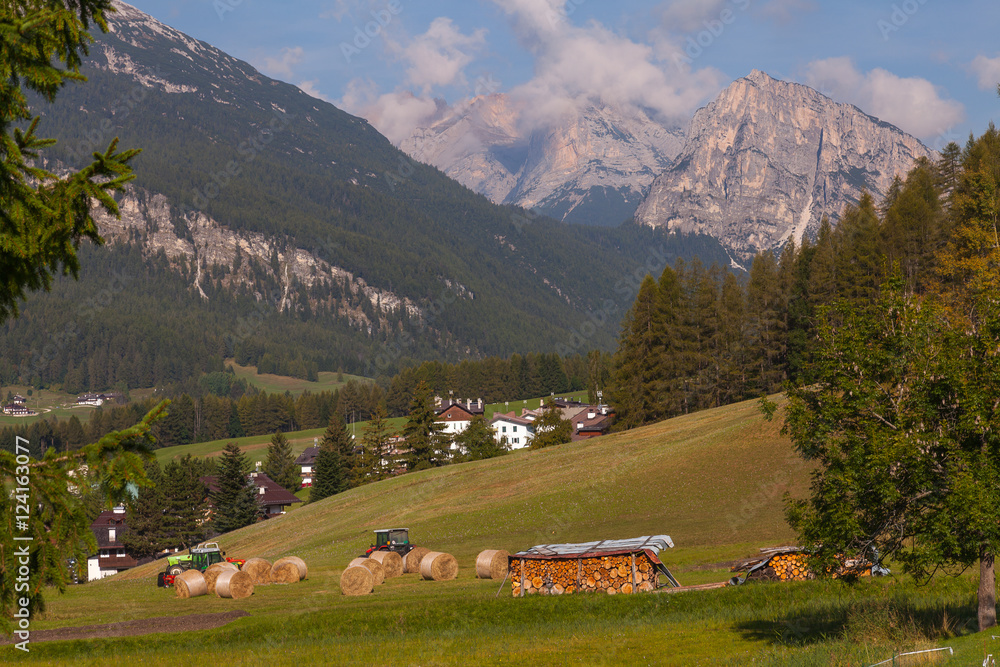 Farmers work in Cortina d'Ampezzo, Italy