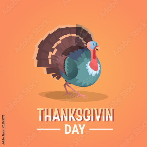 Thanksgiving Day Holiday Banner Greeting Card Flat