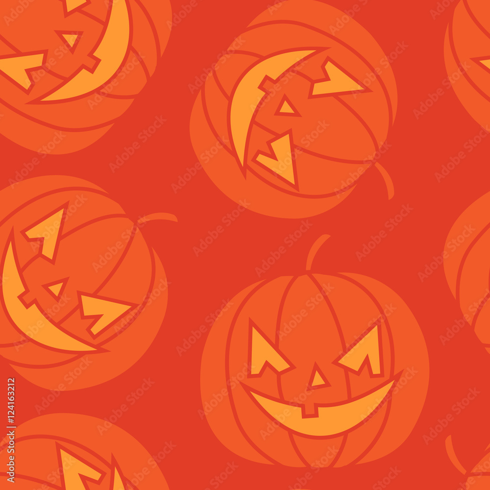 Hand drawn seamless pattern with halloween pumpkins Hand drawn seamless pattern with halloween pumpkins