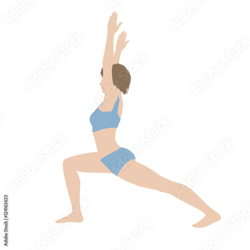 Dehnübungen und Stretching – junge Frau in Dehnen-Position