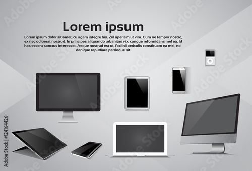 Responsive Design Laptop Phone Tablet MP3 Player Desktop Device Vector Illustration
