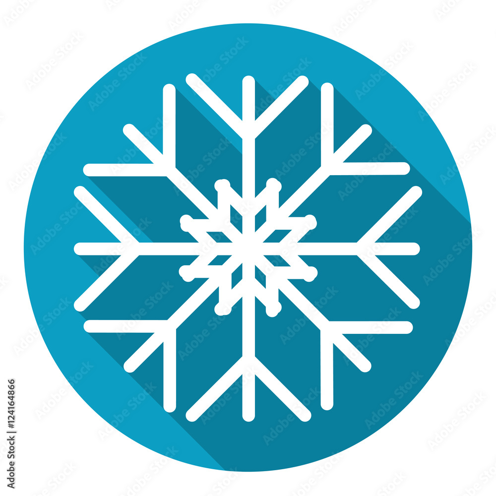 Snowflake White Flat Icon Over Blue Winter Background Vector Illustration Snowflake White Flat Icon Over Blue Winter Background Vector Illustration