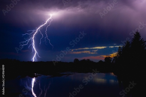 Lightning Storm Over A Lake © Designpics